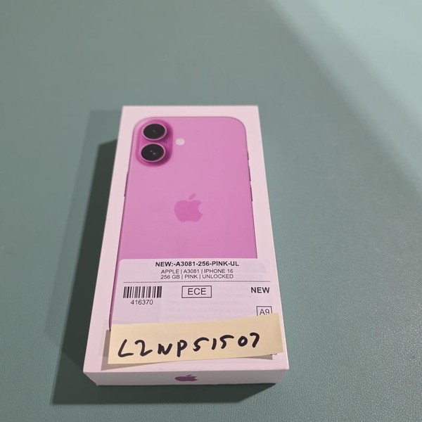 Apple iPhone 16 - Unlocked, 256 GB, Pink, A3081