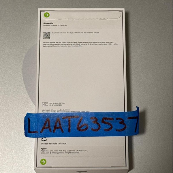 Apple iPhone 16e - Unlocked, Black, 128 GB, A3212