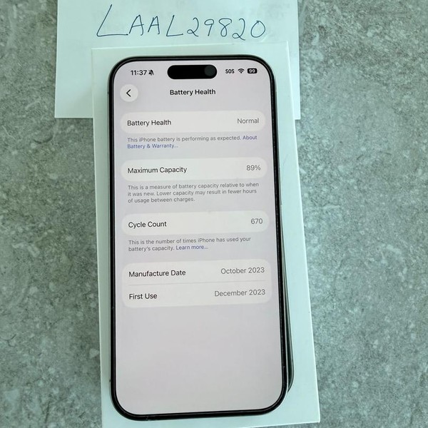 Apple iPhone 15 Pro - Unlocked, 256 GB, Natural, A2848