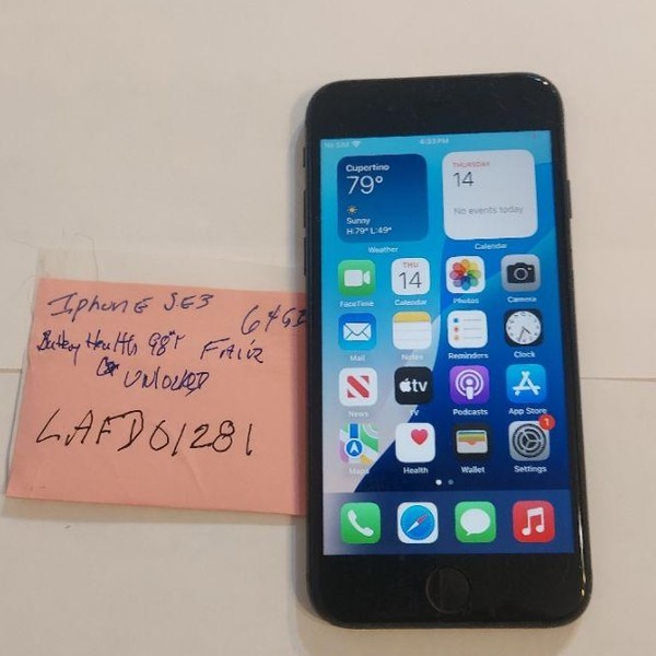 Apple iPhone SE 3rd Gen 2022 - Unlocked, 64 GB, Midnight, A2595