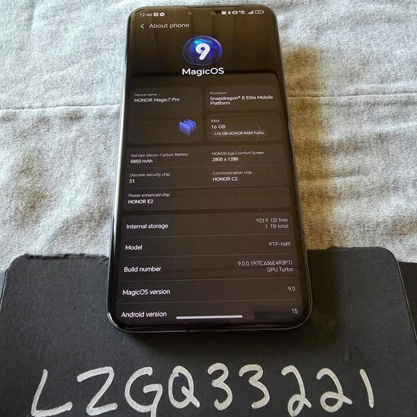 Honor Magic7 Pro - Unlocked Non-US, 1 TB, Black, 16 GB