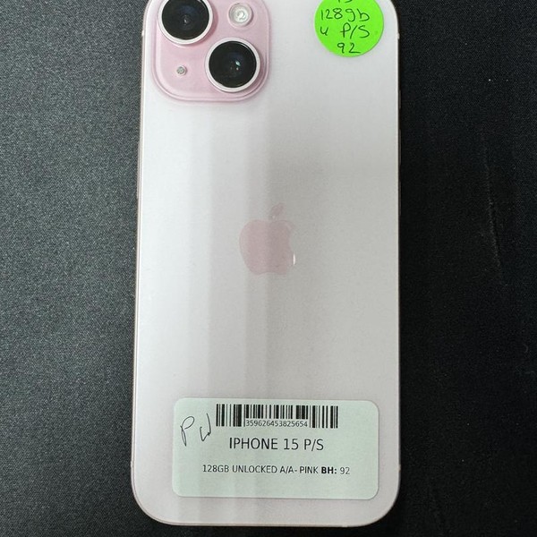 Apple iPhone 15 - Unlocked Non-US, 128 GB, Pink, A3089