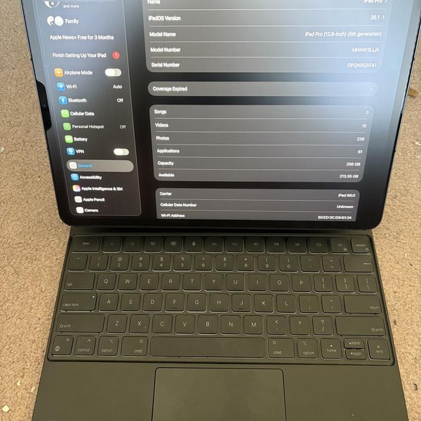 Apple iPad Pro 12.9 inch 5th Gen 2021 - Unlocked, 256 GB, Gray