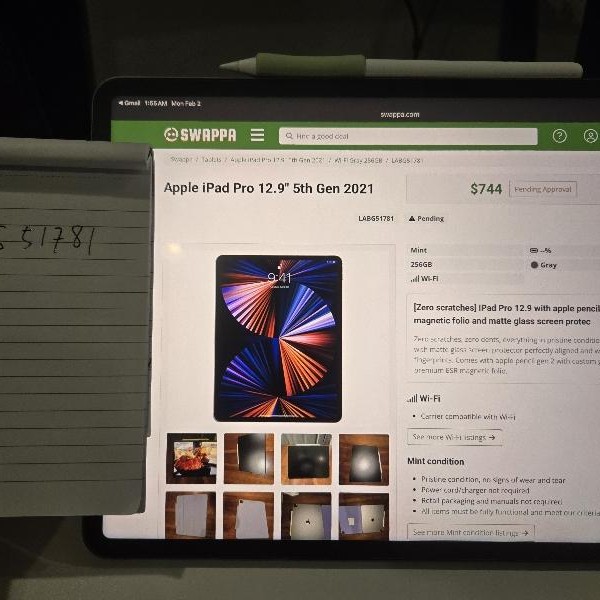 Apple iPad Pro 12.9 inch 5th Gen 2021 - Wi-Fi, 256 GB, Gray