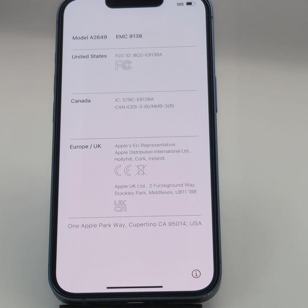 Apple iPhone 14 - Unlocked, 128 GB, Blue, A2649