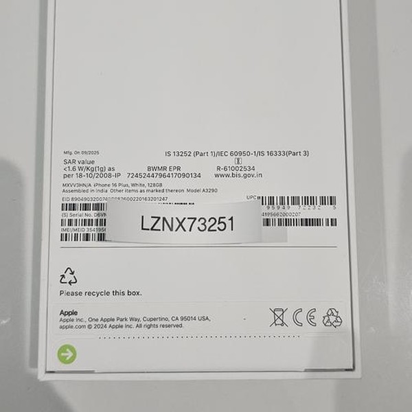 Apple iPhone 16 Plus - Unlocked Non-US, 128 GB, White, A3290