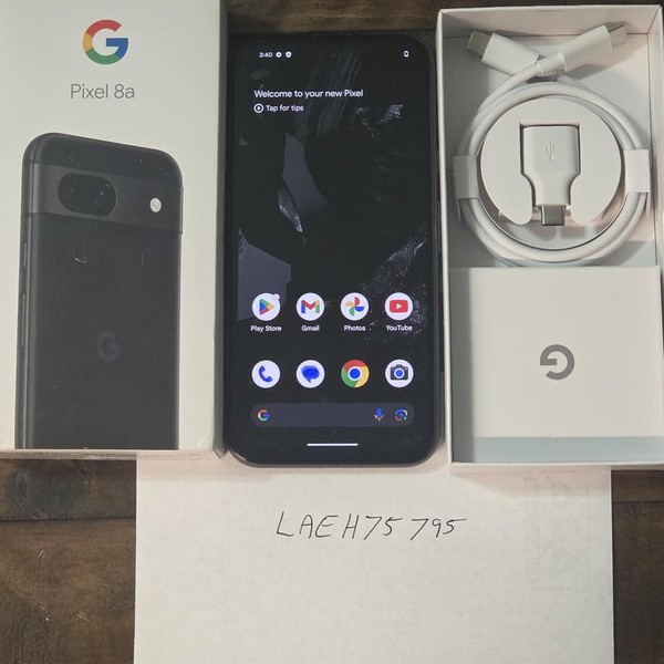 Google Pixel 8a - Verizon, 128 GB, Obsidian, 8 GB, G8HHN, mmWave 5G