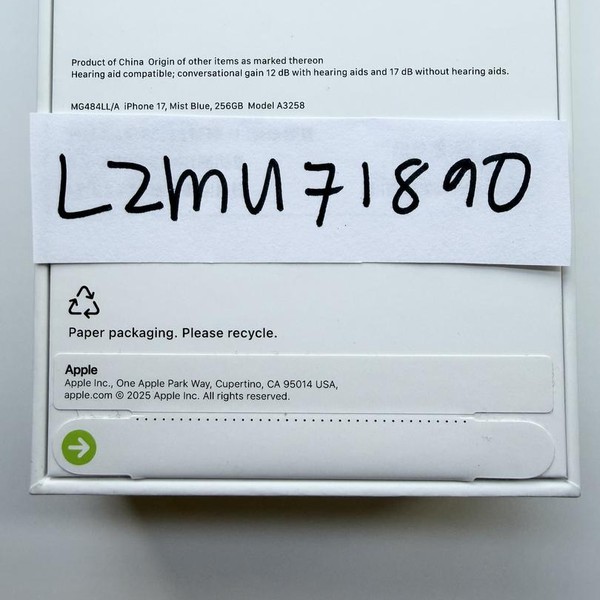Apple iPhone 17 - Unlocked, 256 GB, Mist Blue, A3258