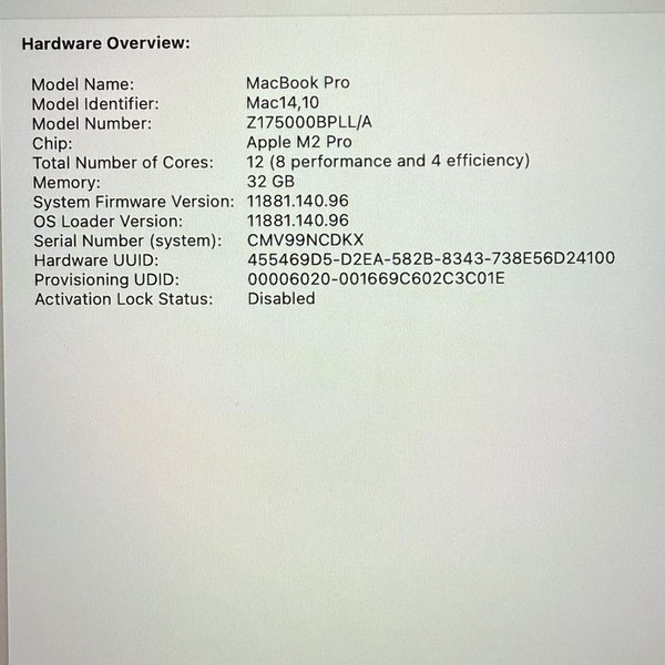 MacBook Pro 2023 - 16 inch - 1 TB, Silver, 32 GB, Apple M2 Max