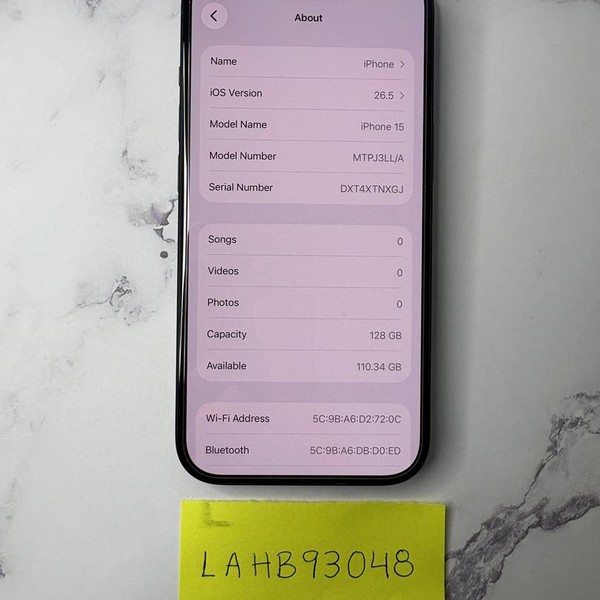 Apple iPhone 15 - Unlocked, 128 GB, Black, A2846