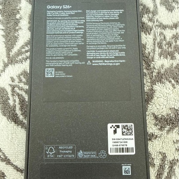 Samsung Galaxy S26 Plus - Unlocked, 256 GB, White, 12 GB, SM-S947U1