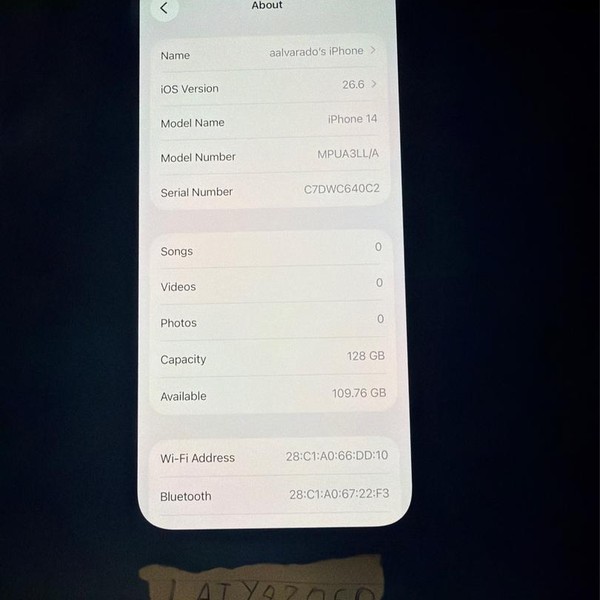 Apple iPhone 14 - Unlocked, 128 GB, Midnight, A2649