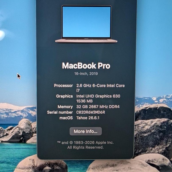 MacBook Pro 2019 - 16 inch - 512 GB, Silver, 32 GB, Intel Core i7