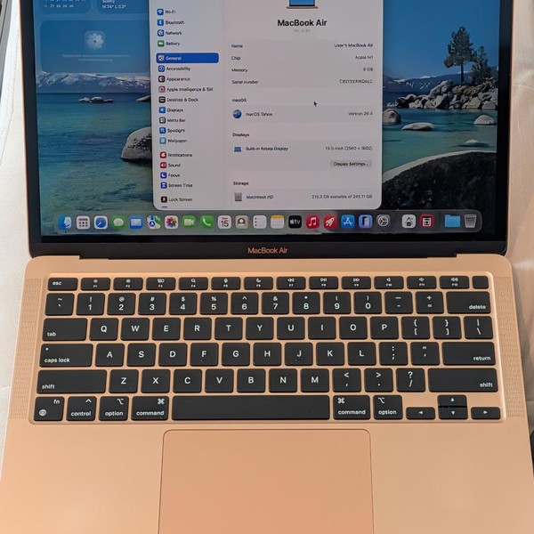 MacBook Air 2020 - 13 inch - 256 GB, Gold, 8 GB, Apple M1