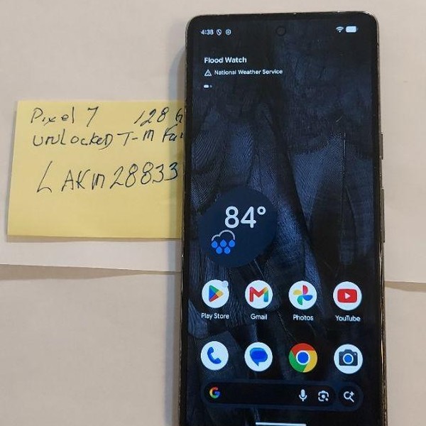 Google Pixel 7 - T-Mobile, 128 GB, Obsidian, 8 GB, GVU6C, Sub-6 5G