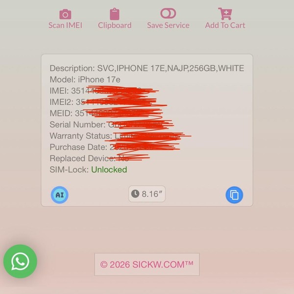 Apple iPhone 17e - Unlocked, 256 GB, White, A3575