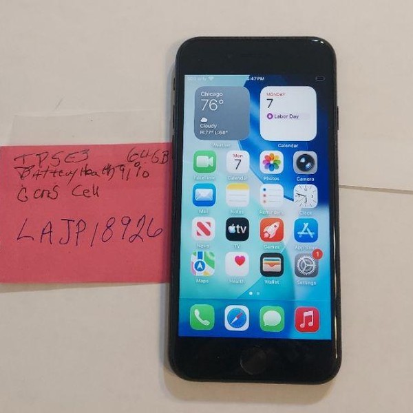 Apple iPhone SE 3rd Gen 2022 - Spectrum, 64 GB, Midnight, A2595