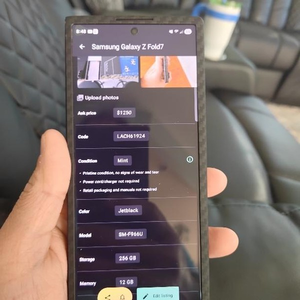 Samsung Galaxy Z Fold7 - Verizon, 256 GB, Jetblack, 12 GB, SM-F966U