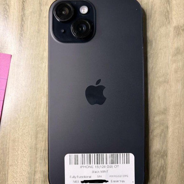 Apple iPhone 15 - Unlocked, 128 GB, Black, A2846