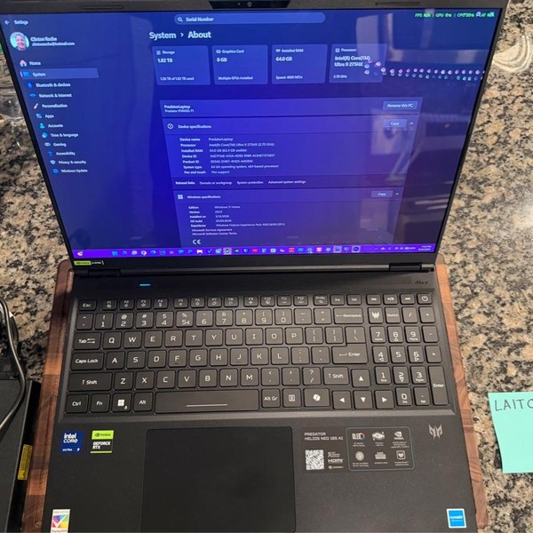 Acer Predator Helios Neo 16S AI - 2 TB, Black, 64 GB, Intel Core Ultra 9