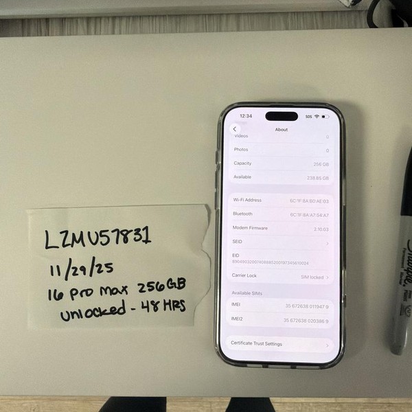 Apple iPhone 16 Pro Max - Unlocked, 256 GB, Black, A3084