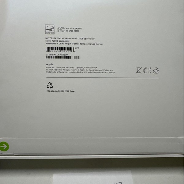 Apple iPad Air 13 inch (M2) 2024 - Wi-Fi, 128 GB, Gray, A2898