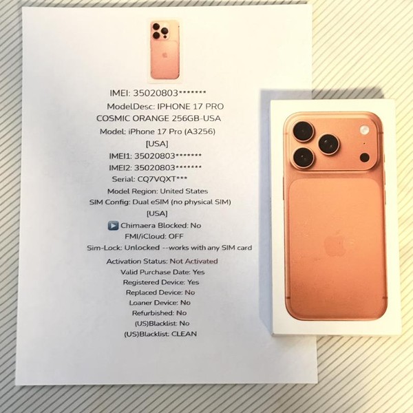 Apple iPhone 17 Pro - Unlocked, 256 GB, Cosmic Orange, A3256