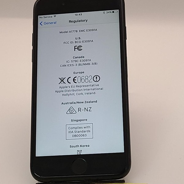 Apple iPhone 7 - Unlocked, 128 GB, Jet Black, A1778, GSM