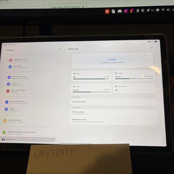 Samsung Galaxy Tab S9 Plus FE - Wi-Fi, 128 GB, Gray, 8 GB