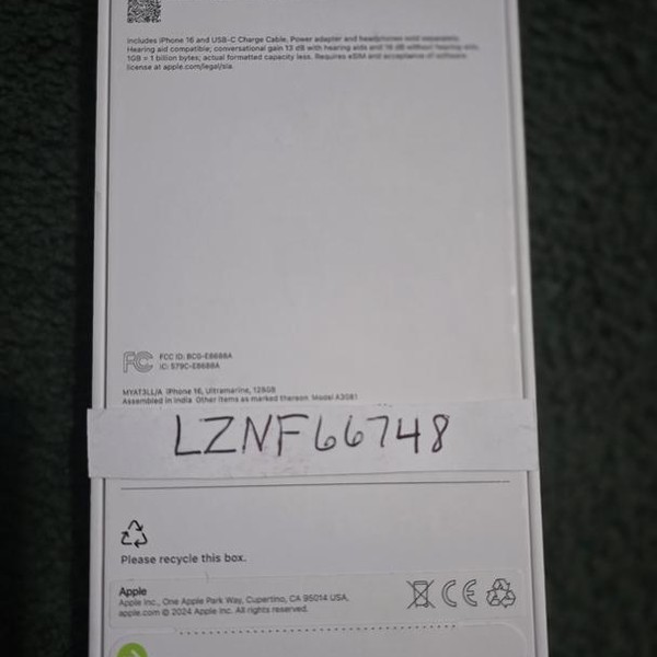 Apple iPhone 16 - Verizon, 128 GB, Ultramarine, A3081