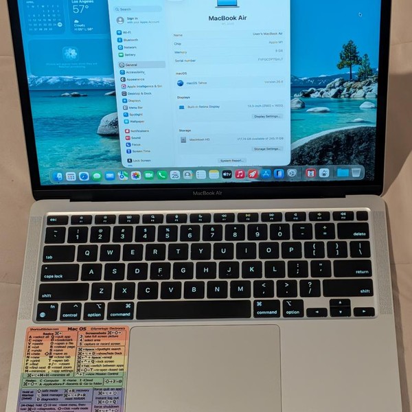 MacBook Air 2020 - 13 inch - 256 GB, Silver, 8 GB, Apple M1