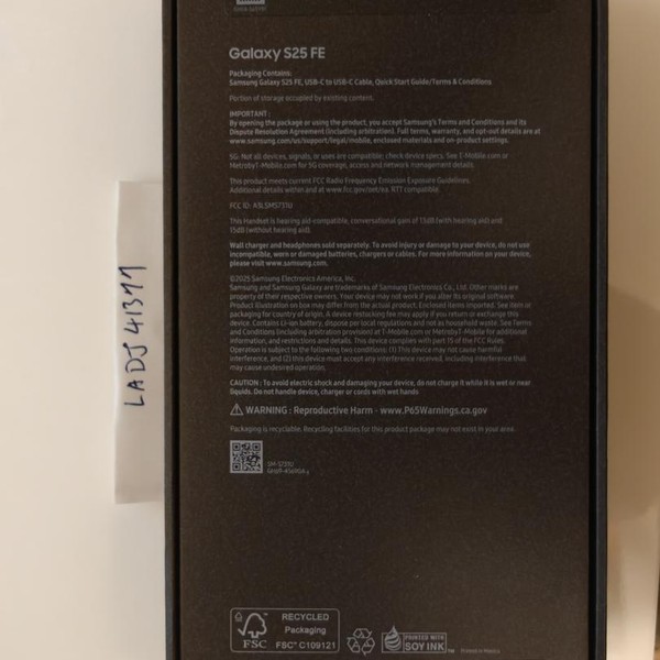 Samsung Galaxy S25 FE - T-Mobile, 128 GB, Black, SM-S731U