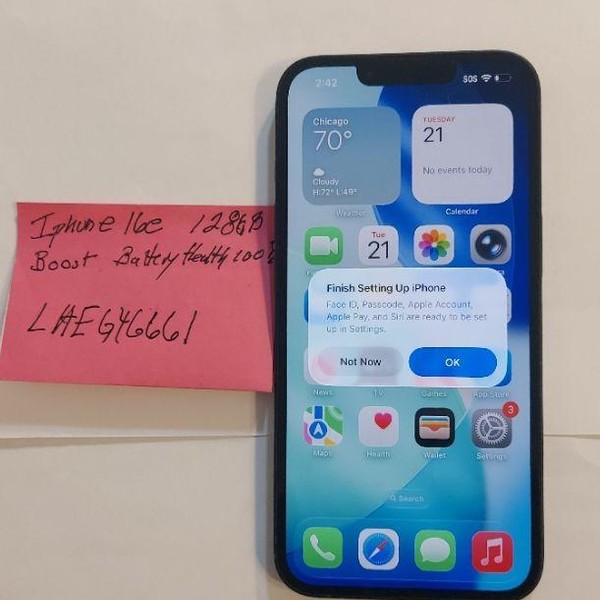 Apple iPhone 16e - Boost, 128 GB, Black, A3212