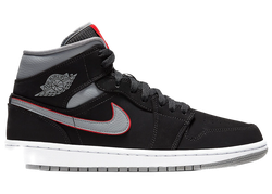 Jordan 1 Mid Black Particle Grey Gym Red for sale