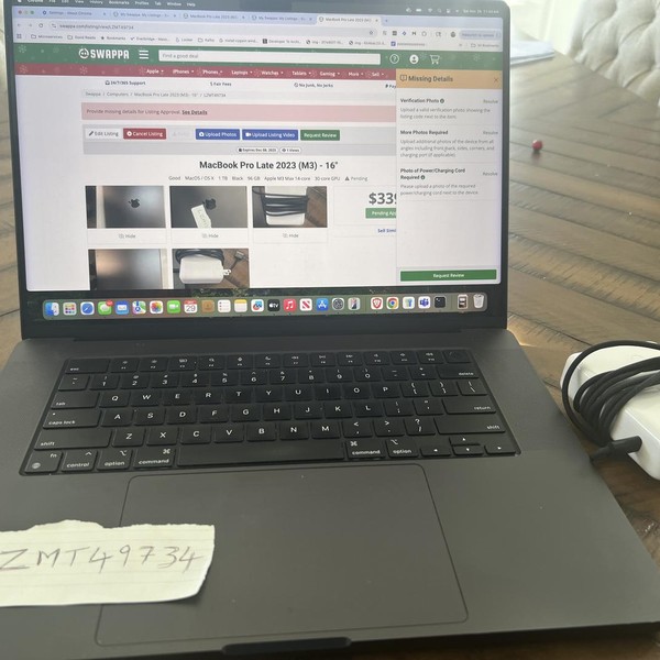 MacBook Pro Late 2023 (M3) - 16 inch - 1 TB, Black, 96 GB, Apple M3 Max 14-core, 30-core GPU