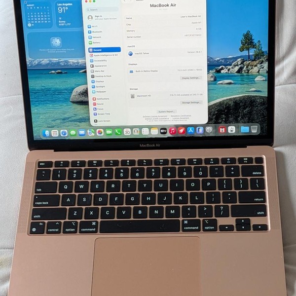 MacBook Air 2020 - 13 inch - 256 GB, Gold, 8 GB, Apple M1
