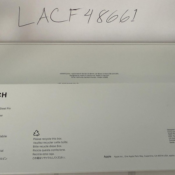 Apple Watch Series 10 46mm - Black, A2999 - GPS, Aluminum