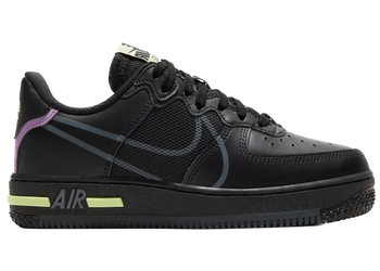 Nike Air Force 1 Low React Black Violet Star Barely Volt (GS) for sale