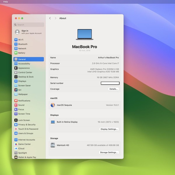 MacBook Pro 2019 - 16 inch - 512 GB, Gray, 16 GB, Intel Core i7