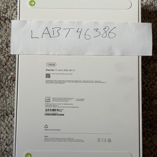 Apple iPad Air 11 inch (M3) 2025 - Wi-Fi, 128 GB, Space Gray, A3266