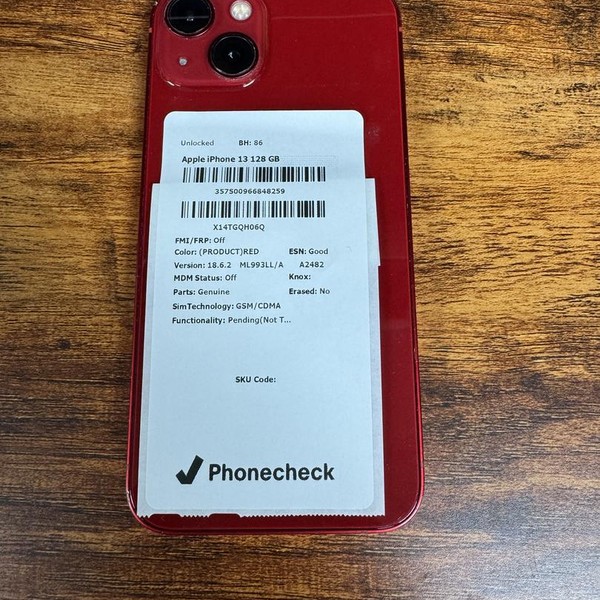 Apple iPhone 13 - Unlocked, 128 GB, Red, A2482