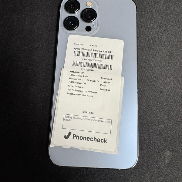 Apple iPhone 13 Pro Max - Unlocked, 128 GB, Sierra Blue, A2484