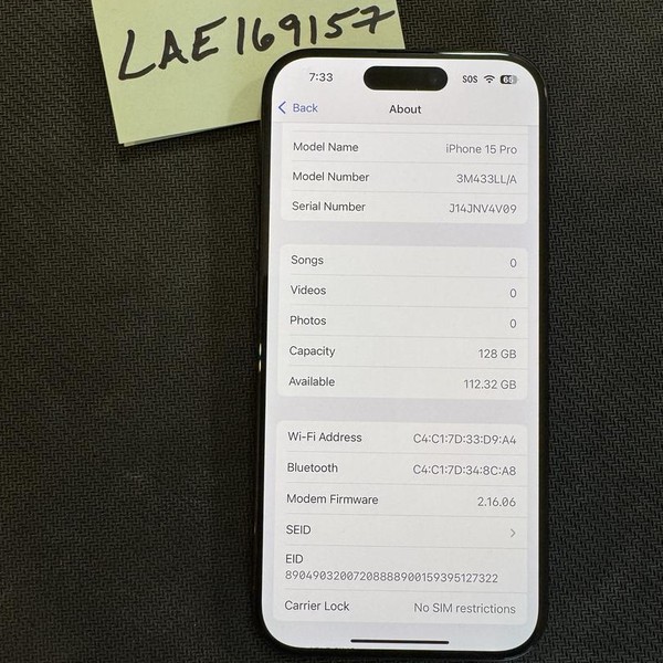 Apple iPhone 15 Pro - Unlocked, 128 GB, Blue, A2848