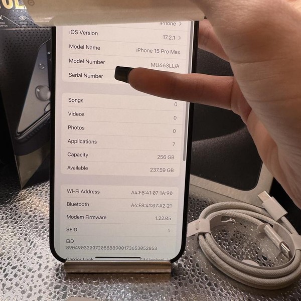 Apple iPhone 15 Pro Max - Verizon, 256 GB, Black, A2849