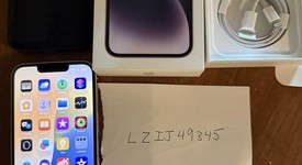 Good
													Apple iPhone 14 - Unlocked, Purple, 128 GB, A2649, photo 1 of 7