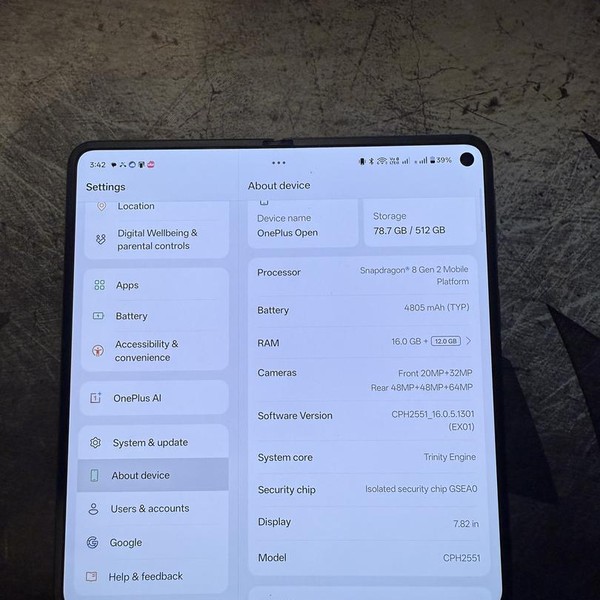 OnePlus Open - Unlocked, 512 GB, Black, 16 GB