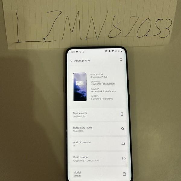 OnePlus 7 Pro - Unlocked, 256 GB, Blue, 12 GB, GM1917
