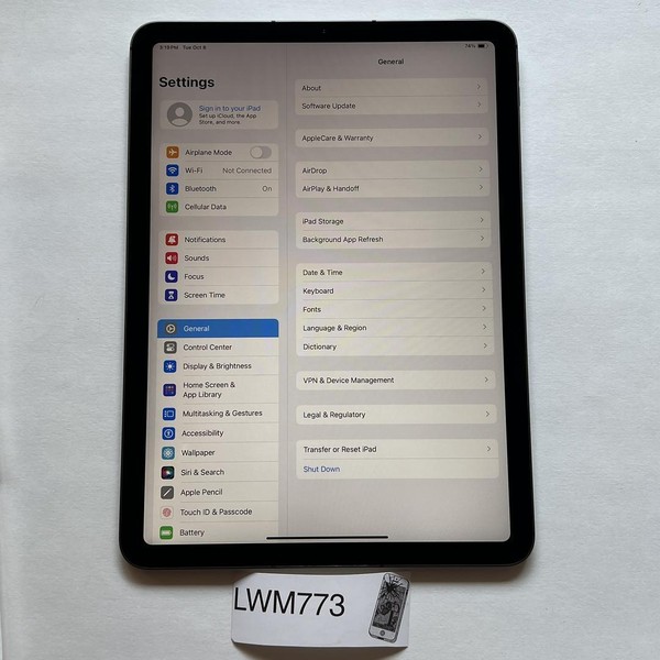 Apple iPad Air 4th Gen - Unlocked, Gray, 64 GB, A2324