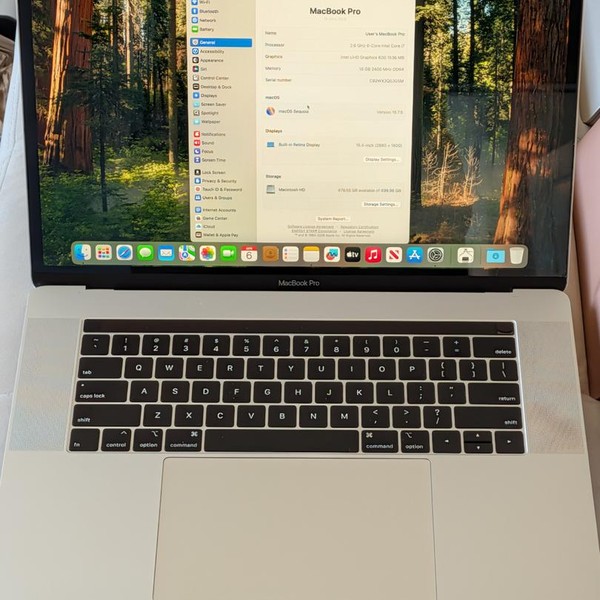 MacBook Pro 2018 (With Touch Bar) - 15 inch - 512 GB, Silver, 16 GB, Intel Core i7