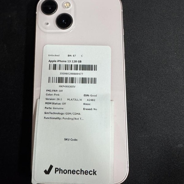 Apple iPhone 13 - Unlocked, 128 GB, Pink, A2482